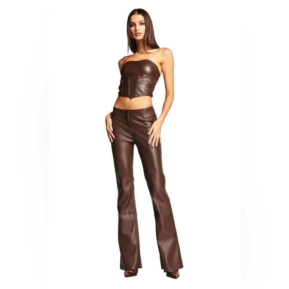 I Am Gia Vena Top and Estyn Pant Brown Leather Set